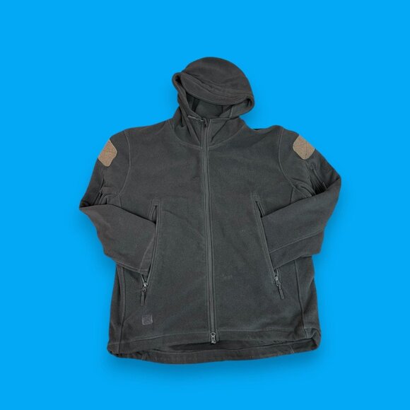 DEWBU Men's Polar Fleece Hoodie Jacket With Patches & Full Zip - Picture 3 of 10